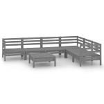 Set Salotto da Giardino 7 pz in Legno Massello di Pino Grigio