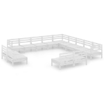 Set Salotto da Giardino 13 pz in Legno Massello di Pino Bianco