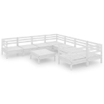 Set Salotto da Giardino 9 pz in Legno Massello di Pino Bianco