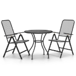 Set da Pranzo per Giardino 3pz Rete Metallica Espansa Antracite