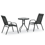 Set da Bistrot per Giardino 3 pz Nero