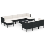 Set Divani da Giardino 11 pz con Cuscini in Polyrattan Nero