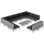 Divani da Giardino 12 pz con Cuscini in Polyrattan Grigio Scuro