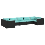 Set Divani da Giardino 7 pz con Cuscini in Polyrattan Nero