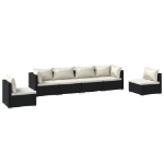 Set Divani da Giardino 6 pz con Cuscini in Polyrattan Nero