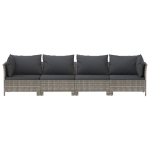 Set Divani da Giardino 4 pz con Cuscini in Polyrattan Grigio