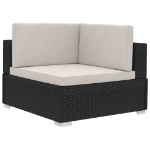 Set Divani da Giardino 3 pz con Cuscini in Polyrattan Nero