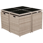 Set da Pranzo da Giardino 9 pz con Cuscini in Polyrattan Beige