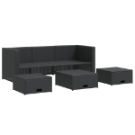 Set Divani da Giardino 4 pz con Cuscini in Polyrattan Nero