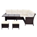 Set Divani da Giardino 4 pz con Cuscini in Polyrattan Marrone