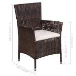 Set da Bistro 3 pz in Polyrattan Marrone