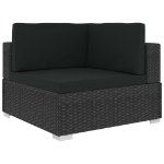 Set Divani da Giardino 12 pz con Cuscini in Polyrattan Nero