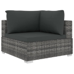 Set Divani da Giardino 6 pz con Cuscini in Polyrattan Grigio