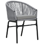 Set da Bistrot 3 pz con Cuscini in Polyrattan Grigio