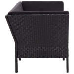 Set Divani da Giardino 6 pz con Cuscini in Polyrattan Nero