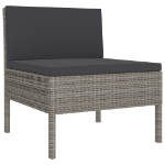 Set Divani da Giardino 3 pz con Cuscini in Polyrattan Grigio