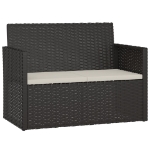 Set Salotto da Esterno 4 pz con Cuscini in Polyrattan Nero