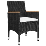 Set da Bistrot per Giardino 3 pz in Polyrattan e Acacia Nero