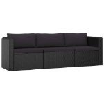 Set Divani da Giardino 8 pz con Cuscini in Polyrattan Nero