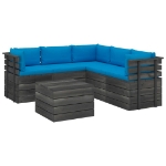 Set Divani da Giardino su Pallet 6 pz con Cuscini Massello Pino