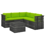 Set Divani da Giardino su Pallet 6 pz con Cuscini Massello Pino