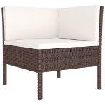 Set Divani da Giardino 7 pz con Cuscini in Polyrattan Marrone