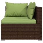 Set Divani da Giardino 11 pz con Cuscini in Polyrattan Marrone