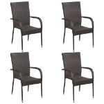 Set da Pranzo da Giardino 5 pz Marrone in Polyrattan