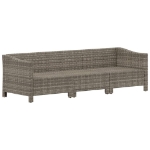 Set Divani da Giardino 3 pz con Cuscini in Polyrattan Grigio