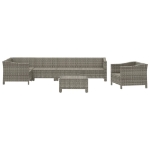 Set Divani da Giardino 7 pz con Cuscini in Polyrattan Grigio