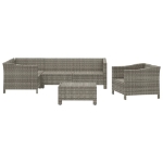 Set Divani da Giardino 6 pz con Cuscini in Polyrattan Grigio