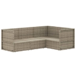 Set Divani da Giardino 4 pz con Cuscini in Polyrattan Grigio