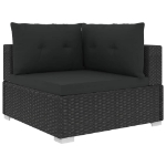 Set Divani da Giardino 10 pz con Cuscini in Polyrattan Nero