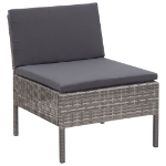 Set Divani da Giardino 3 pz con Cuscini in Polyrattan Grigio