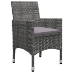 Set da Bistrot 3 pz in Polyrattan e Legno Acacia Grigio