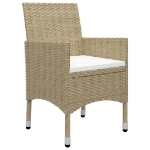 Set Bistrot da Giardino 3 pz Polyrattan e Vetro Temperato Beige