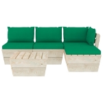 Set Divani da Giardino su Pallet 5 pz con Cuscini Legno Abete