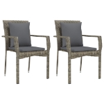 Set Salotto Giardino 3 pz con Cuscini Nero e Grigio Polyrattan