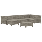 Set Divani da Giardino 7 pz con Cuscini in Polyrattan Grigio