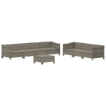 Set Divani da Giardino 8 pz con Cuscini in Polyrattan Grigio