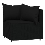 Set Divani da Giardino 4 pz con Cuscini Nero in Polyrattan