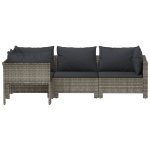 Set Divani da Giardino 4 pz con Cuscini in Polyrattan Grigio