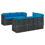 Set Divani da Giardino su Pallet 9 pz con Cuscini Massello Pino