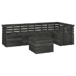 Set Divani da Giardino su Pallet 6 pz Legno Pino Grigio Scuro