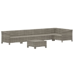 Set Divani da Giardino 7 pz con Cuscini in Polyrattan Grigio