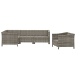 Set Divani da Giardino 5 pz con Cuscini in Polyrattan Grigio