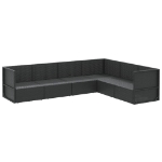 Set Mobili da Giardino 6 pz con Cuscini in Polyrattan Nero