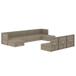 Set Divani da Giardino 10 pz con Cuscini in Polyrattan Grigio