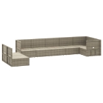 Set Divani da Giardino 8 pz con Cuscini in Polyrattan Grigio