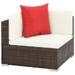 Set Divani da Giardino 7 pz con Cuscini in Polyrattan Marrone